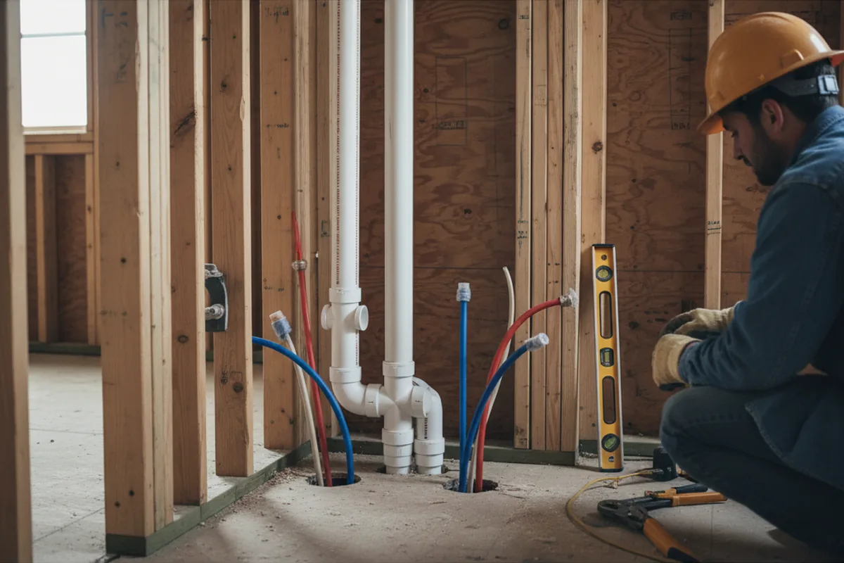 Drain and supply rough-in during Garbage Disposal Repair in Merrimac