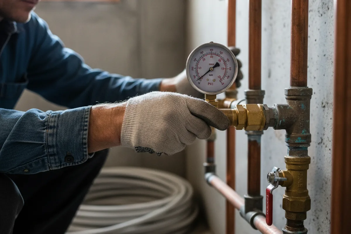 Pressure testing a repaired line during Water Line Repair in Merrimac